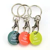 Cheap custom 3d blue plastic blank universal trolley coin keychain
