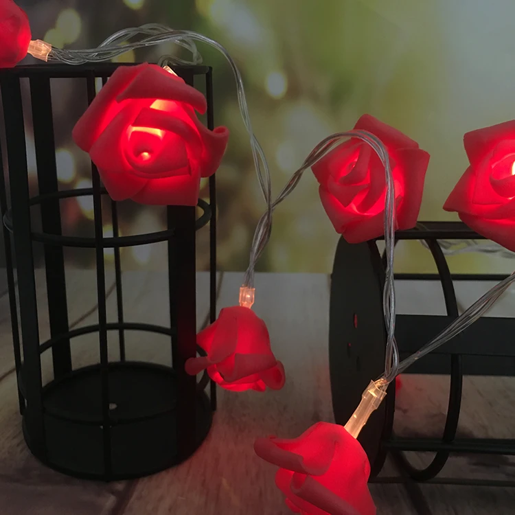 Battery Operated Valentine'S Day Wedding Decoration Party 1.5M Led Rose Flower String Lights