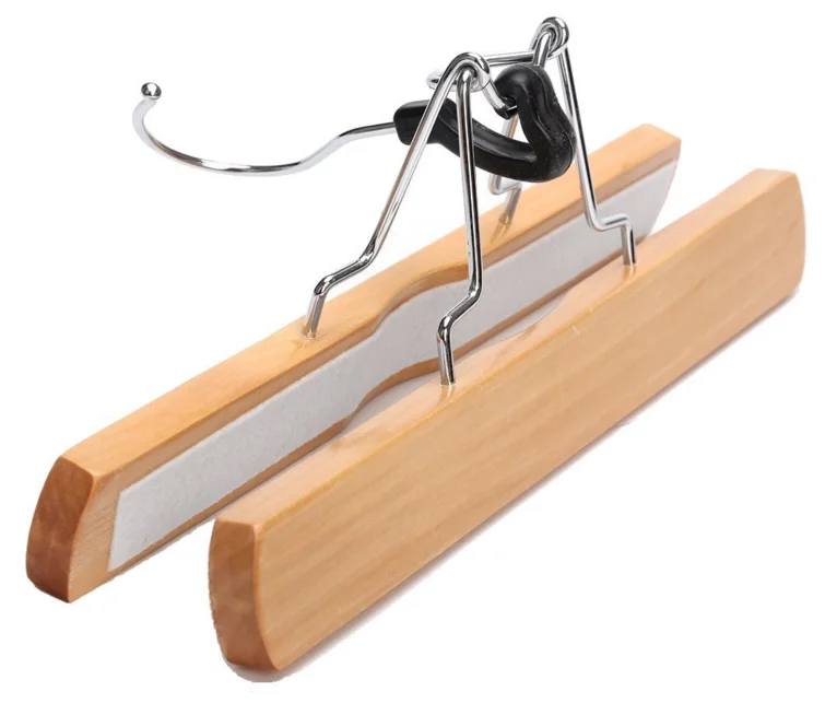 Multi use custom color white wooden trouser pants hanger jean hanger, hangers for hair extensions