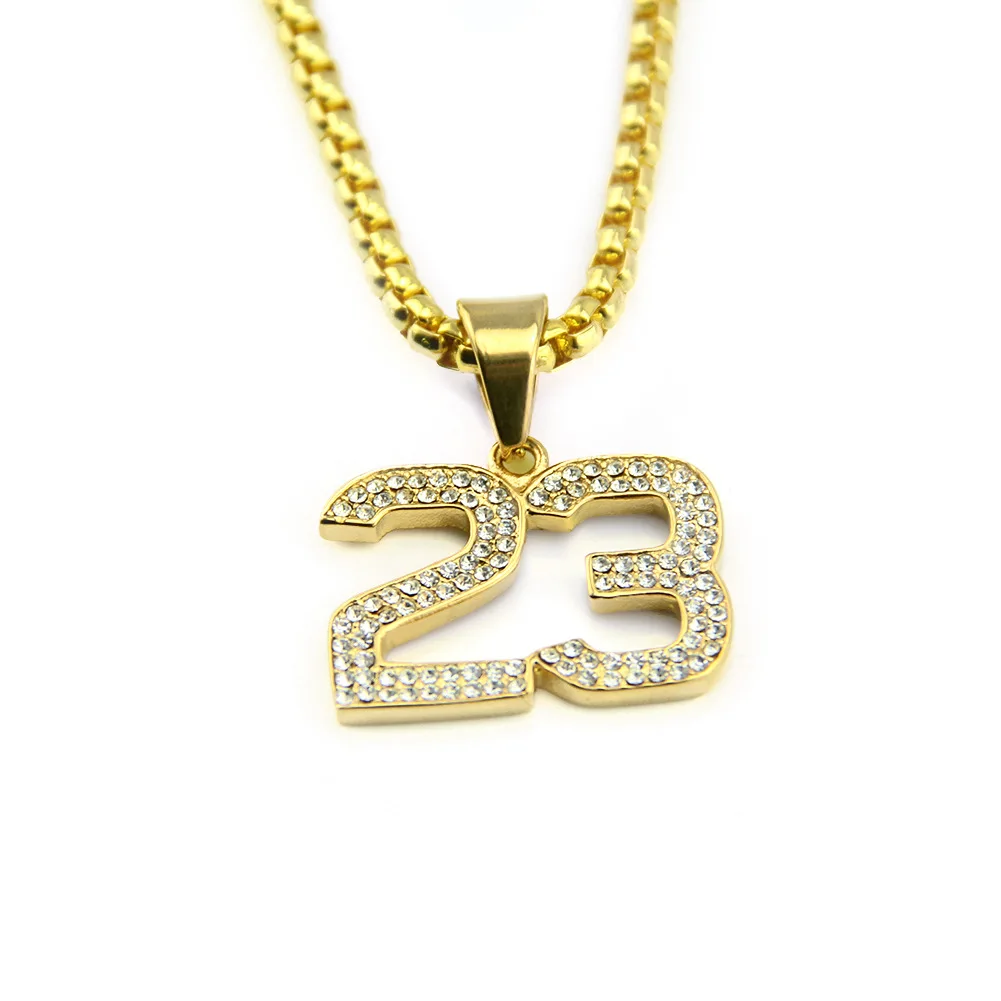 时尚新款hiphop钻石数字魅力项链23号吊坠黄金首饰项链 Buy 数字魅力项链 Hiphop钻石项链 闪亮魅力项链product On Alibaba Com
