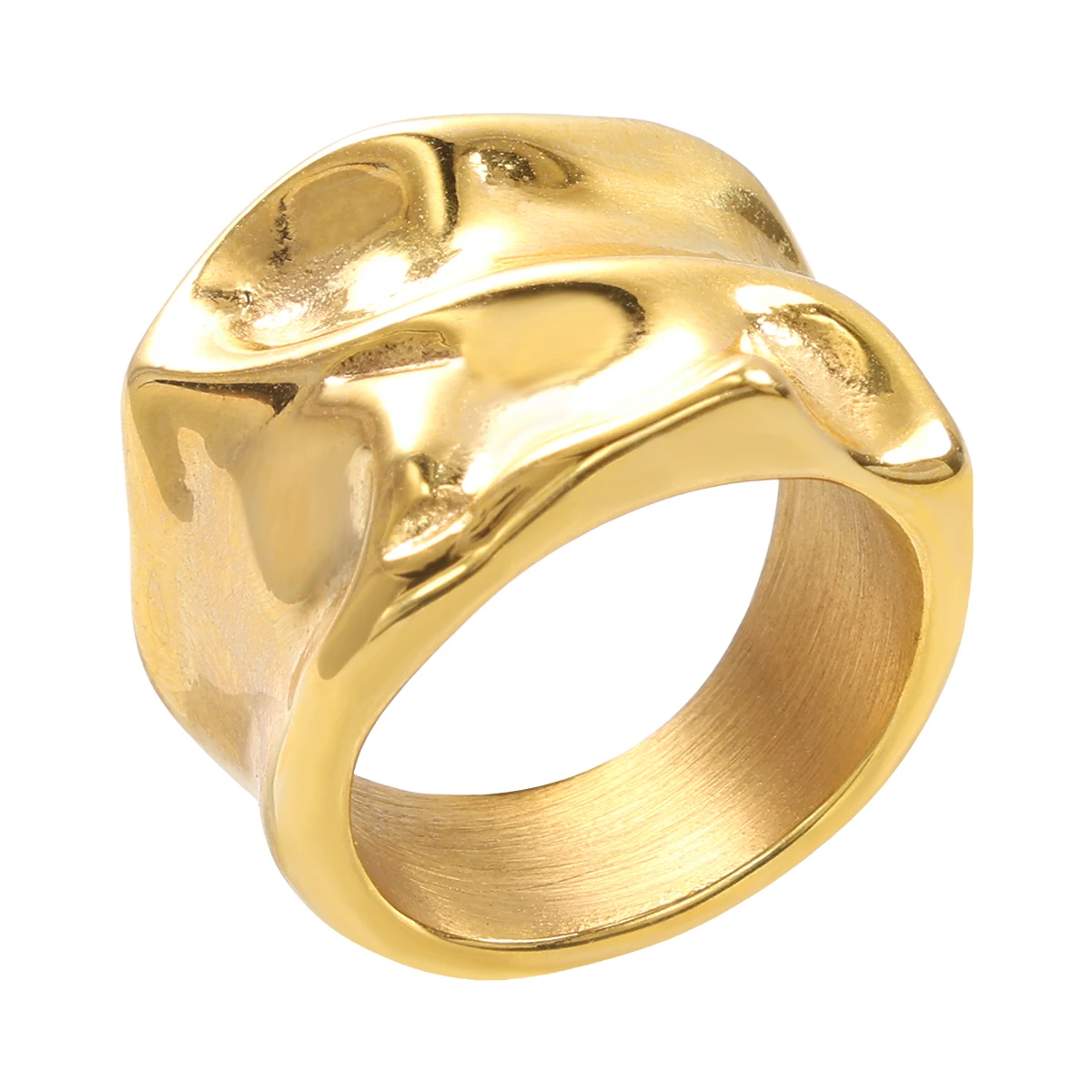 18k Gold Pvd Plated 316l Stainless Steel Rings - Fashion