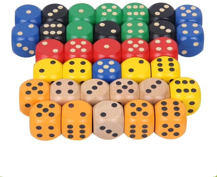 custom colorful wooden dice entertainment party family game kid toy 6 sides 30mm wooden dice