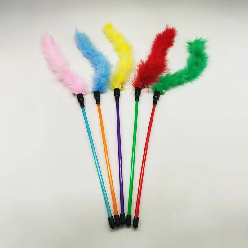 Plush feather cat wand color options