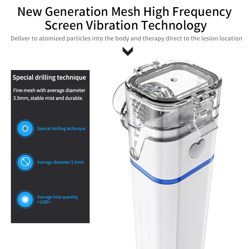 product medical manual ultrasonic handheld mini portable micro mesh asthma nebulizer with rechargeable battery-64