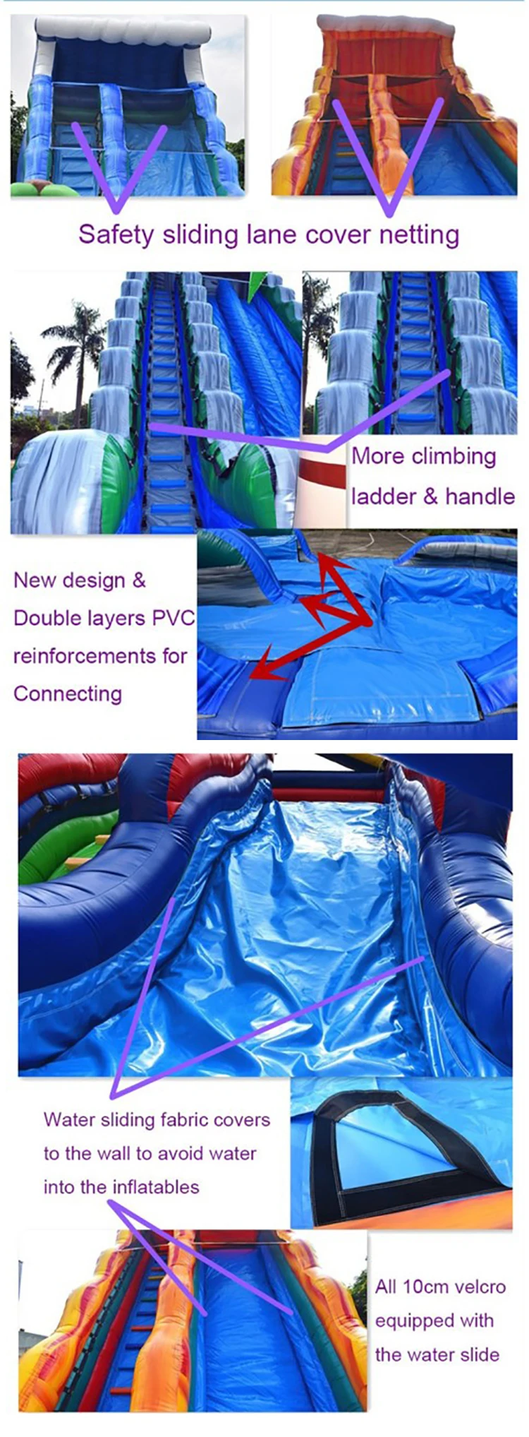 Giant Inflatable Pool Slide Playground Inflatable Two Water Slides With