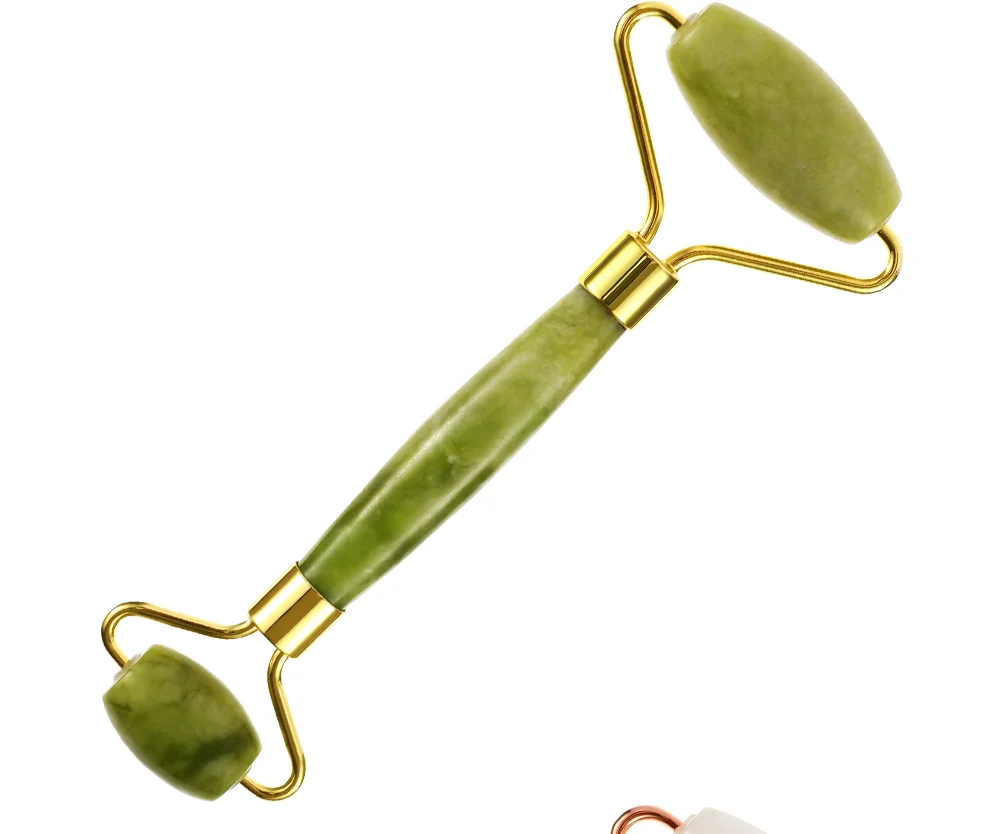 手持双头面部滚轮玉 alat pijat 面部按摩滚轮抗衰老提升公司美容工具