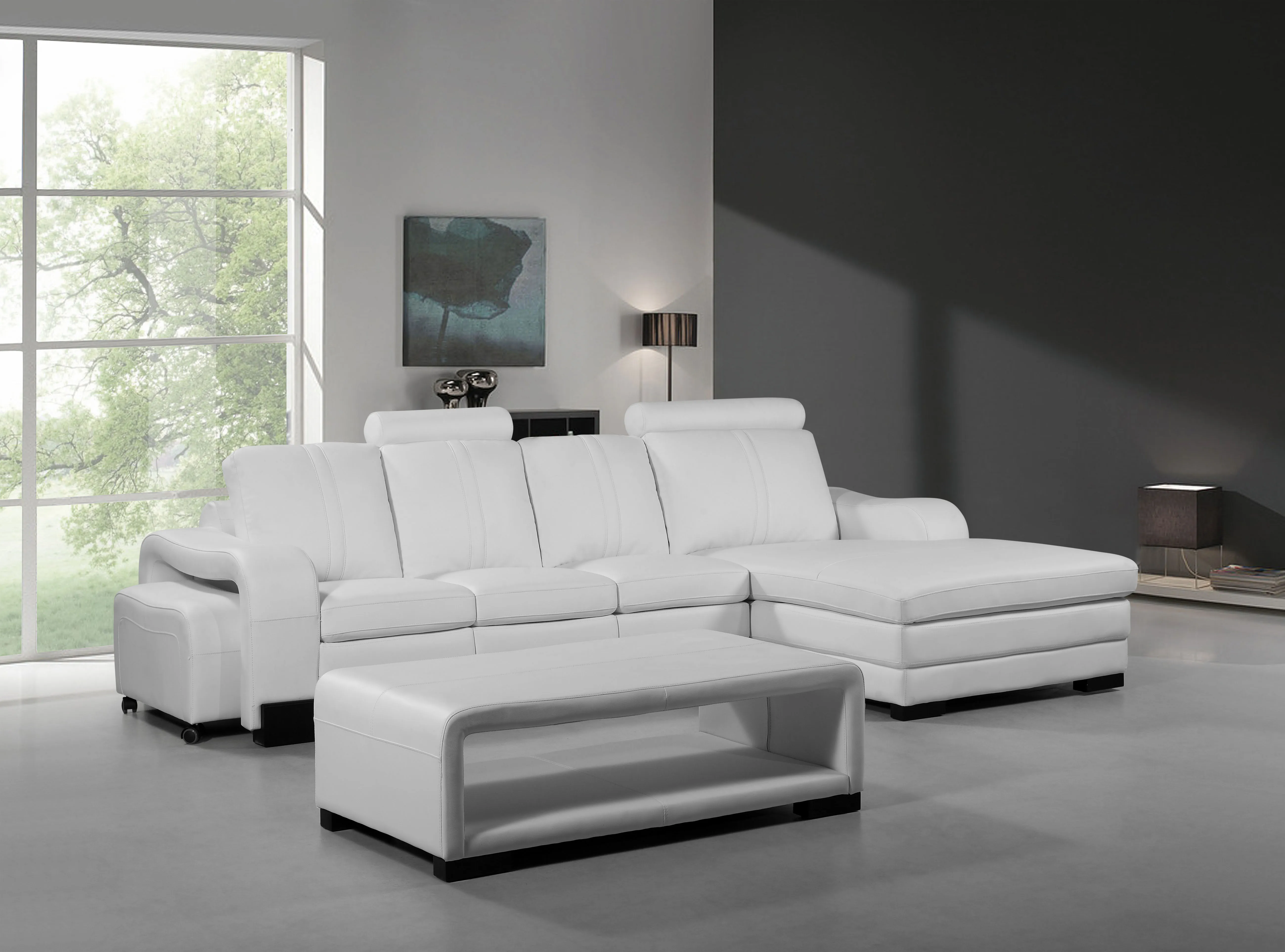 Original Design Genuine Leather Sofa Living Room Corner Sofa With Table