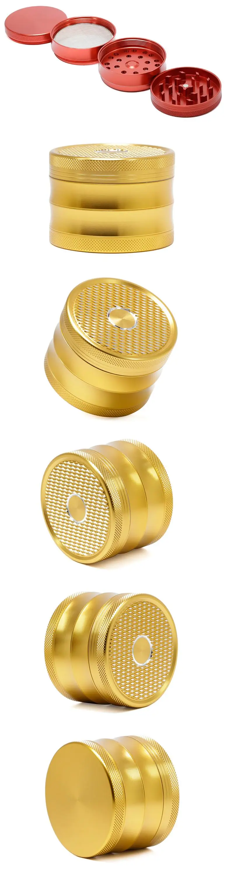 Wholesale price new diamond 4piece gold green black herb grinders for weed