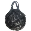 Wholesale foldable reusable organic cotton net tote black mesh shopping bag