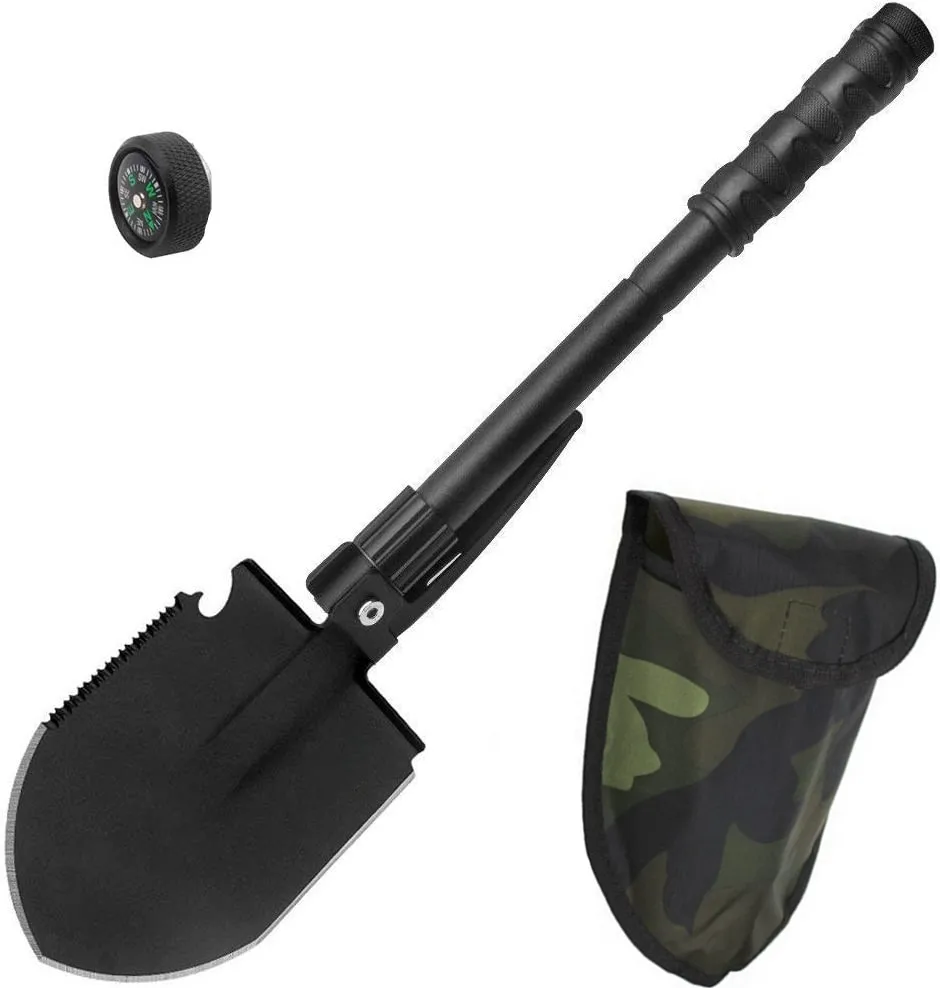 herramientas al aire libre pesca senderismo Frmarche color aleatorio trenzado Pala plegable port/átil 4 en 1 con mochila para camping