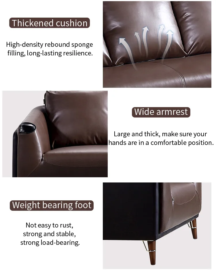 Pengpai Low Price Lazy Boy Genuine 3 2 1 Tufted Leather Set Sofa