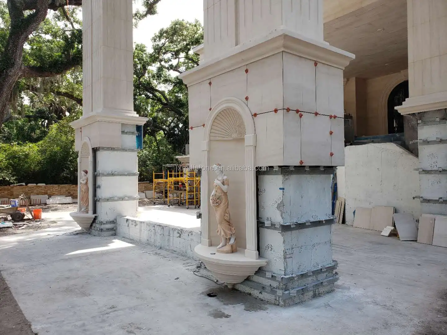 Crema Moca Piedra Caliza Para Ingeniería Pared Exterior Columna