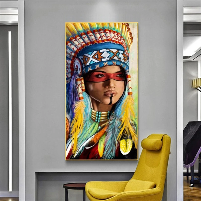 Modern Canvas Wall Art of Indian Woman for your Living Room-3 Panel Size M