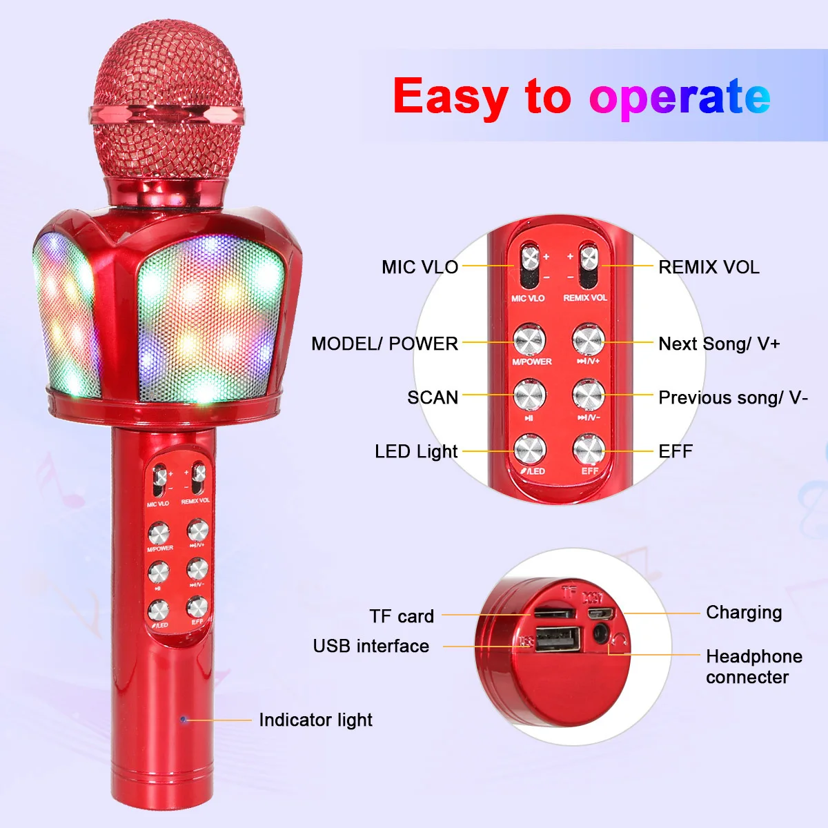 China New Arrival Zx818 Karaoke Usb Recording Microphone Wireless 