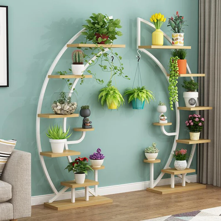 Wrought Iron Round Frame Creative Arch Type Multilayer Flower Stand