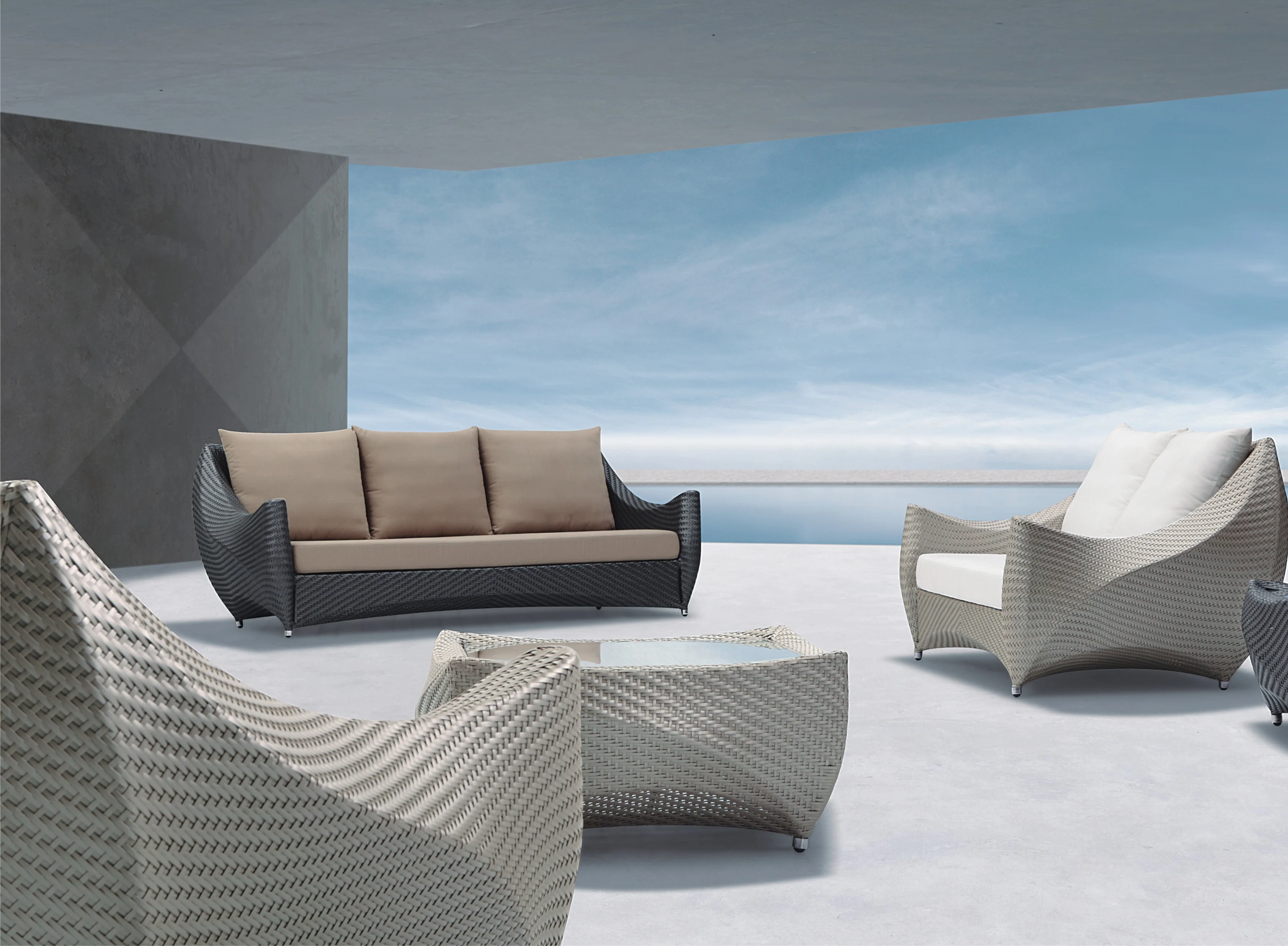 Mr.dream Leisure Modern Hotel Villa Project Customized Furniture Patio Rattan Outdoor Sofa Sets