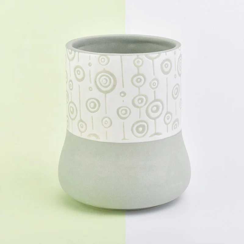 Personalized green glazed candle votive holder church ceramic jar wedding decoration in bulk