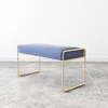 Custom Large Rectangle Mid-Century Modern Luxe Velvet Ottoman Velvet Footrest Stool With Gold Legs
