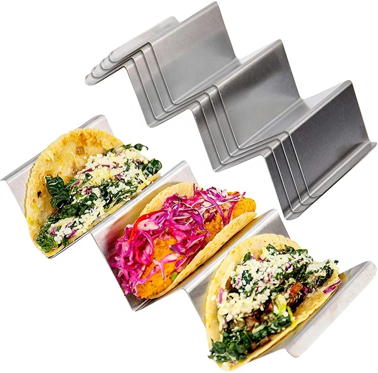 Oven Stainless Steel Taco Tray Stylish Taco Shell Holders for Party Decorations Grill and Dishwasher Safe Rack Holds Up to 6 Tacos Taco Holder Stand 