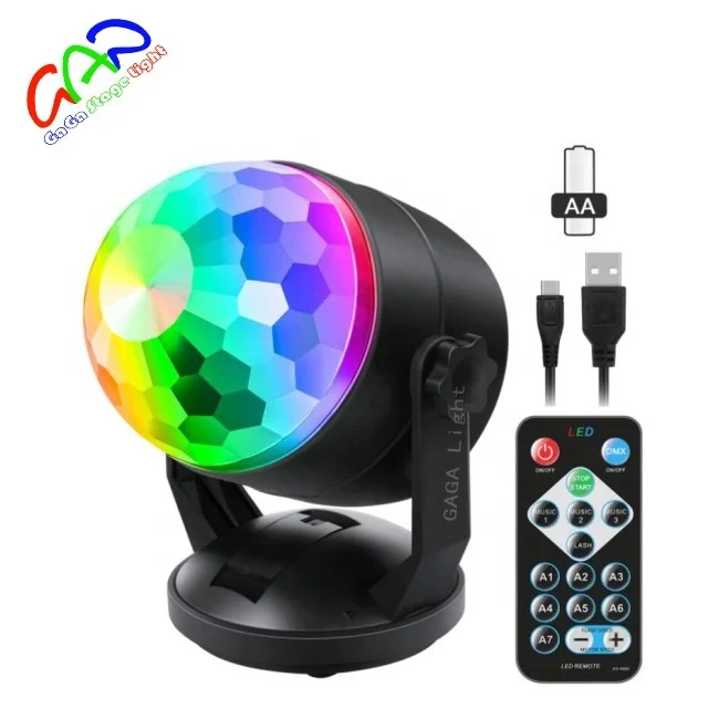 Portable Sound Activated Party Lights for Outdoor and Indoor Battery Powered/USB Plug in Dj Lighting RBG Disco Ball Strobe Light