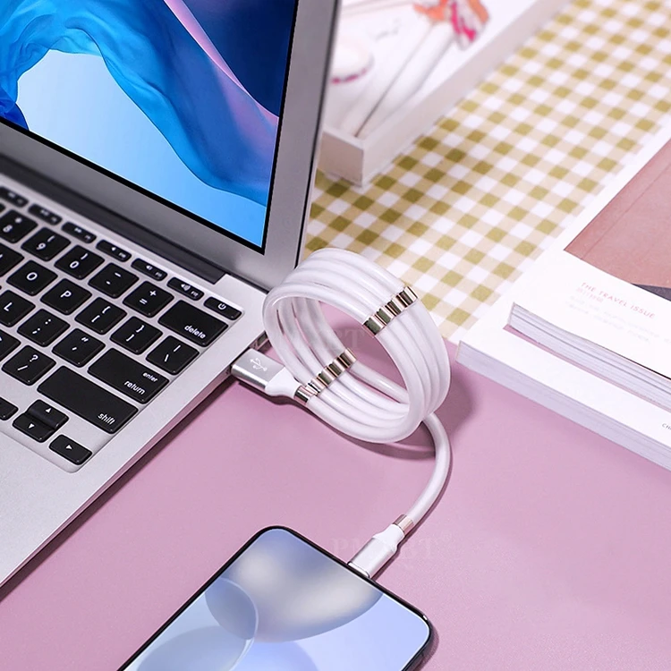 Magnetic Storage Cable 2.4A Micro USB Cord Fast Charging Magnet USB Type C Mobile Phone Charge Cable - ANKUX.COM