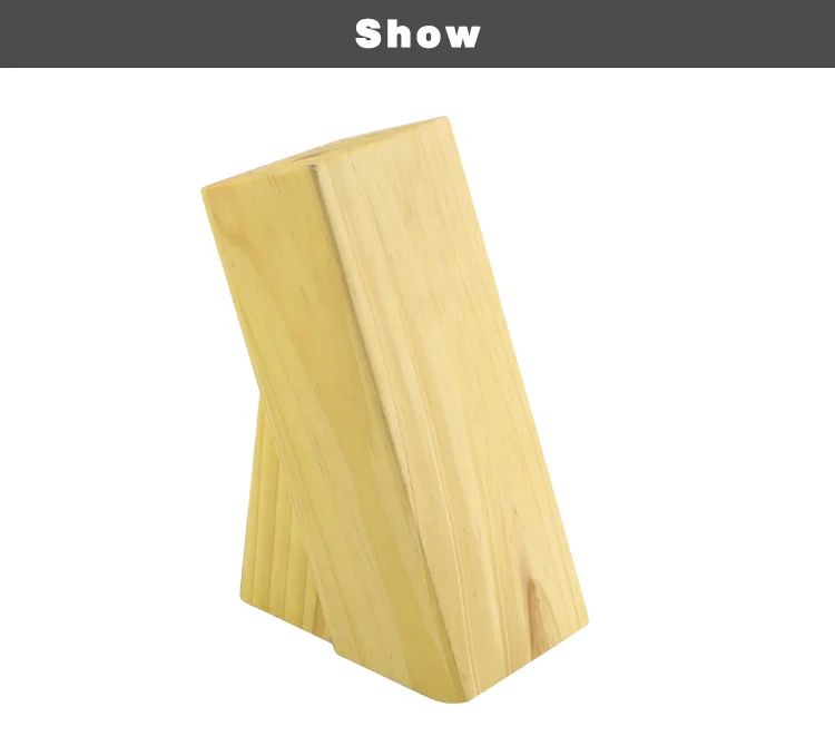 Pine Wood  5pcs Set Wooden Kitchen Knife Block