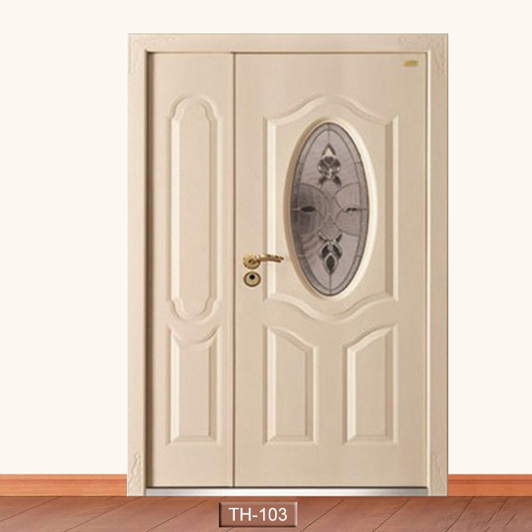 أحدث تصميم الصلبة الخشب مزدوجة الباب الرئيسي نماذج البيضاوي الزجاج البوابة الرئيسية دخول الباب تصميم