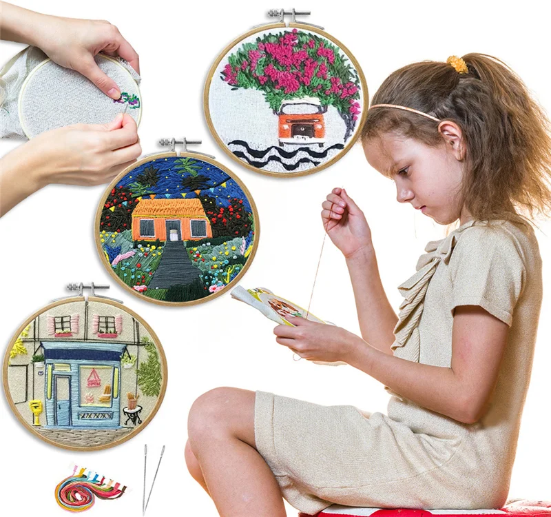 Diy Ribbon Embroidery Set For Beginner Needlework Kits Europe Town