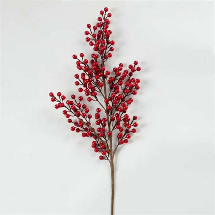 Artificial Plastic Red Berries Fruit Fakes Berries Stem Home Christmas ...