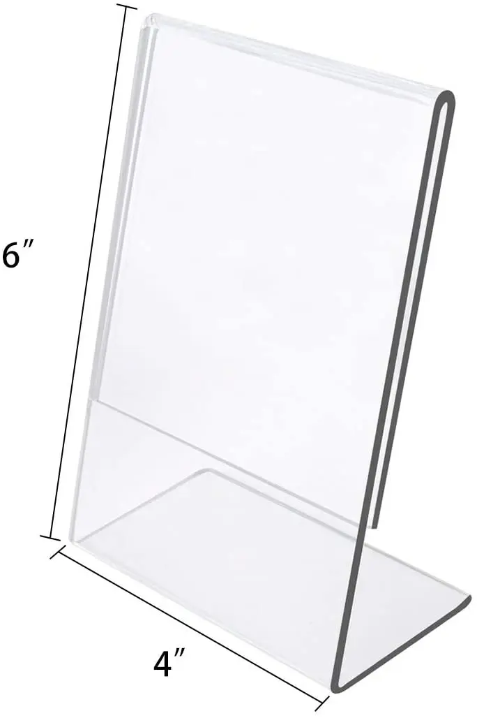 Slant Back Acrylic Sign Holder 4x6 Inches,Clear Vertical Picture Frames