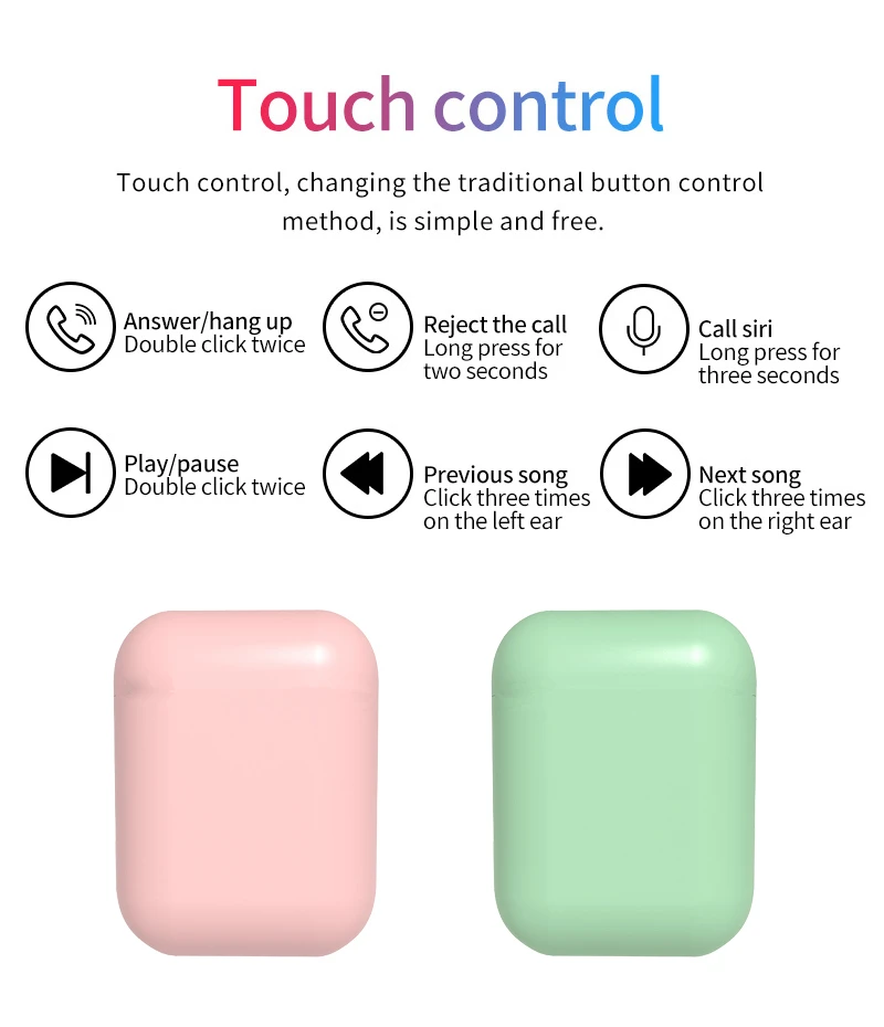 2021 Best Twin Inpods 12 Wireless Earphones Tws Earbuds Headphone Cheap Amazon Top Seller Earphones I12 Air For Iphone - ANKUX.COM