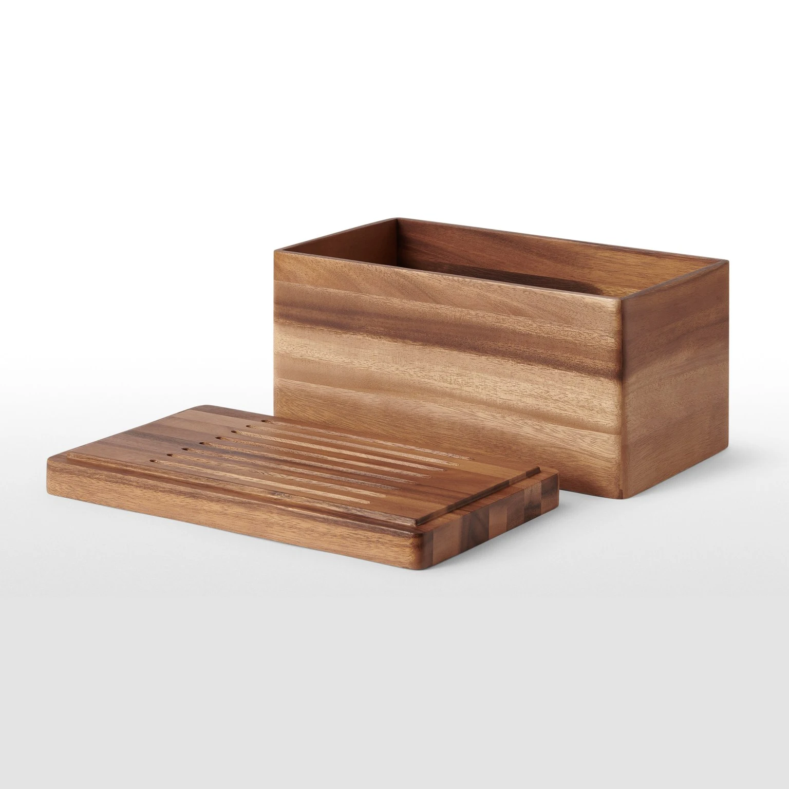 Acacia Wood Bread Box With Serving Tray & Cutting Lid Acacia Bread Bin ...