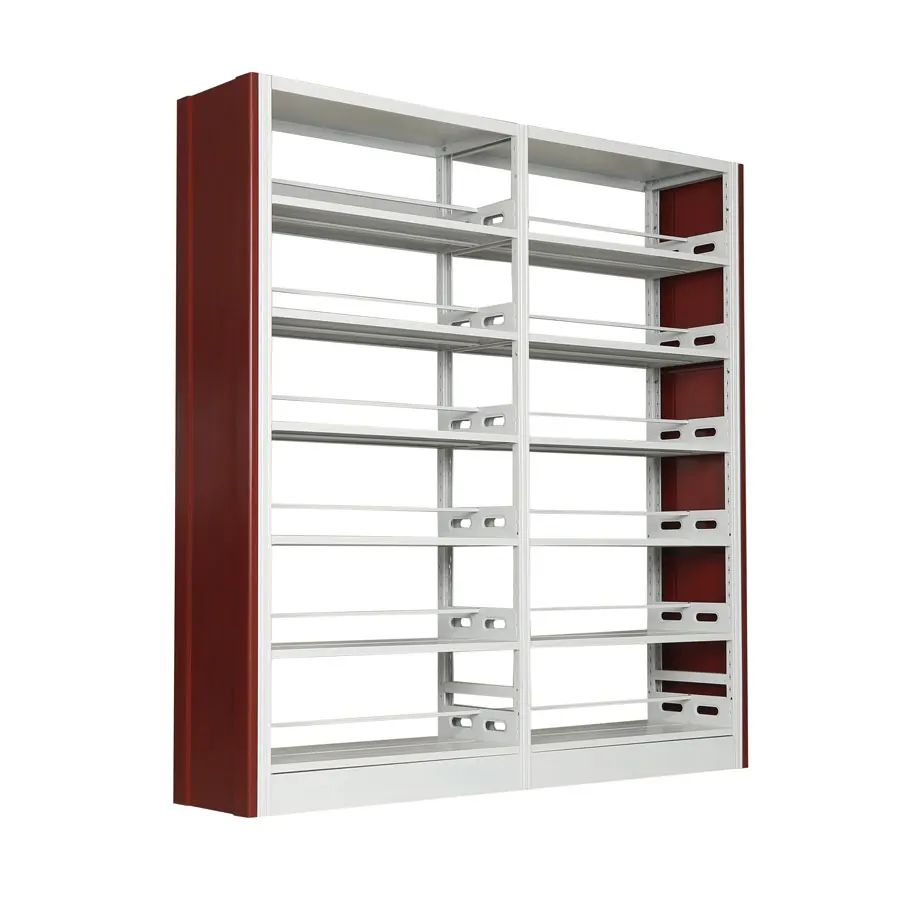 School public double-faced library shelves with plate layers in adjustable height