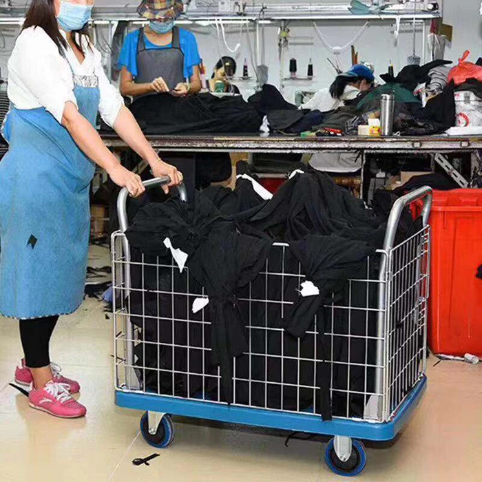 PVC Flatbed Platform Truck Industrial Material Handling Trolley