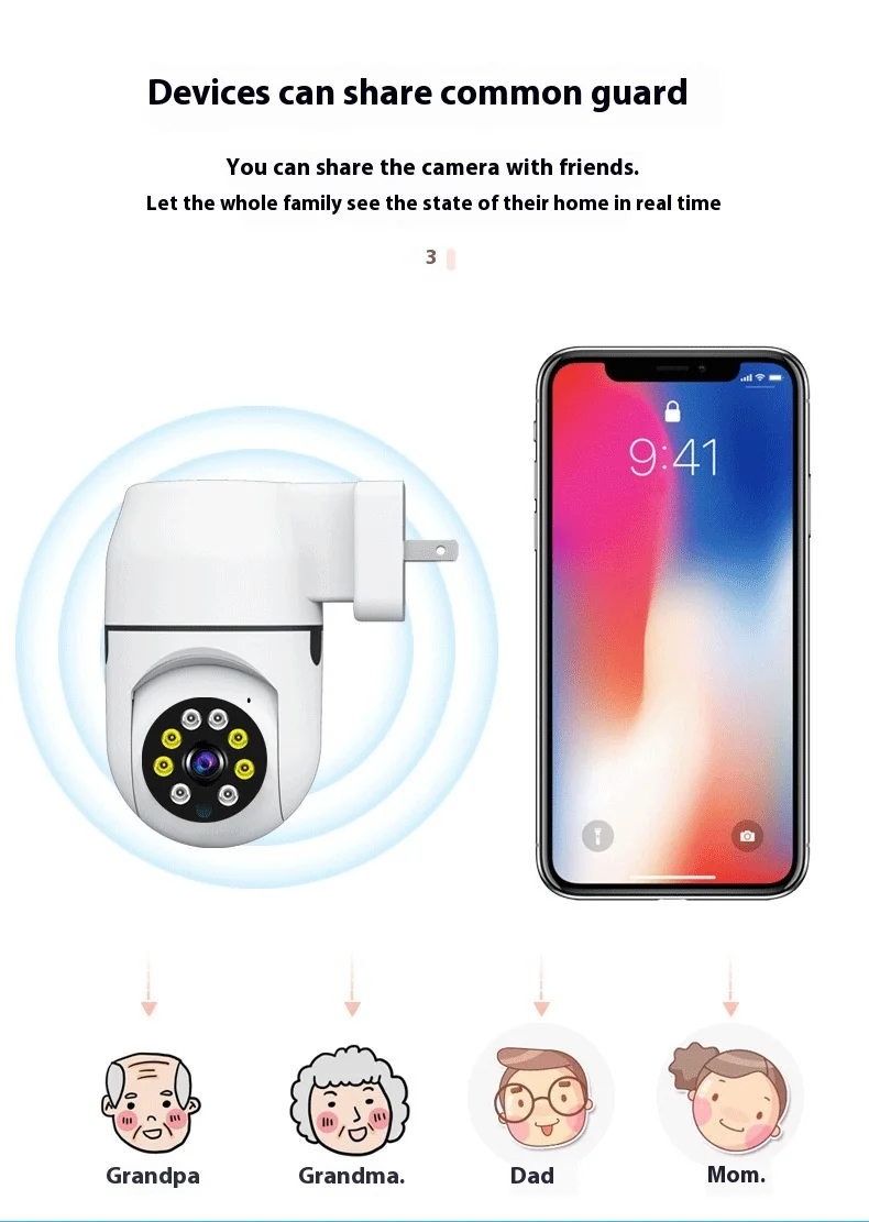 Cloudbirds V360pro Dome Indoor Smart HD Camera Wifi Dual Rotate Plug Security Alarm Pushing Function Zoom DVR Data Storage