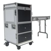 China factory custom moving head dj table large drawer aluminum flight case with wheels