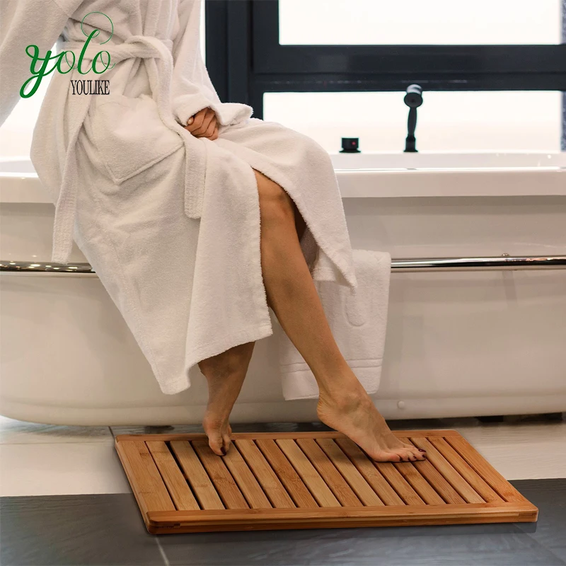 High Quality Non Slip 100% natural Bamboo Bath Shower Mat For Floor