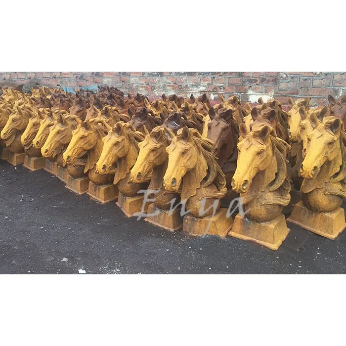 Vintage Iron Large Animal Horse Head Decor Sculpture Statues Cheval