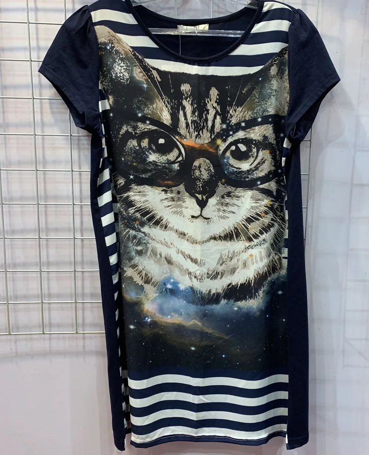 蓝色t恤 feminina 数码印花女士管长上衣 t恤短袖透气夏季女人服装