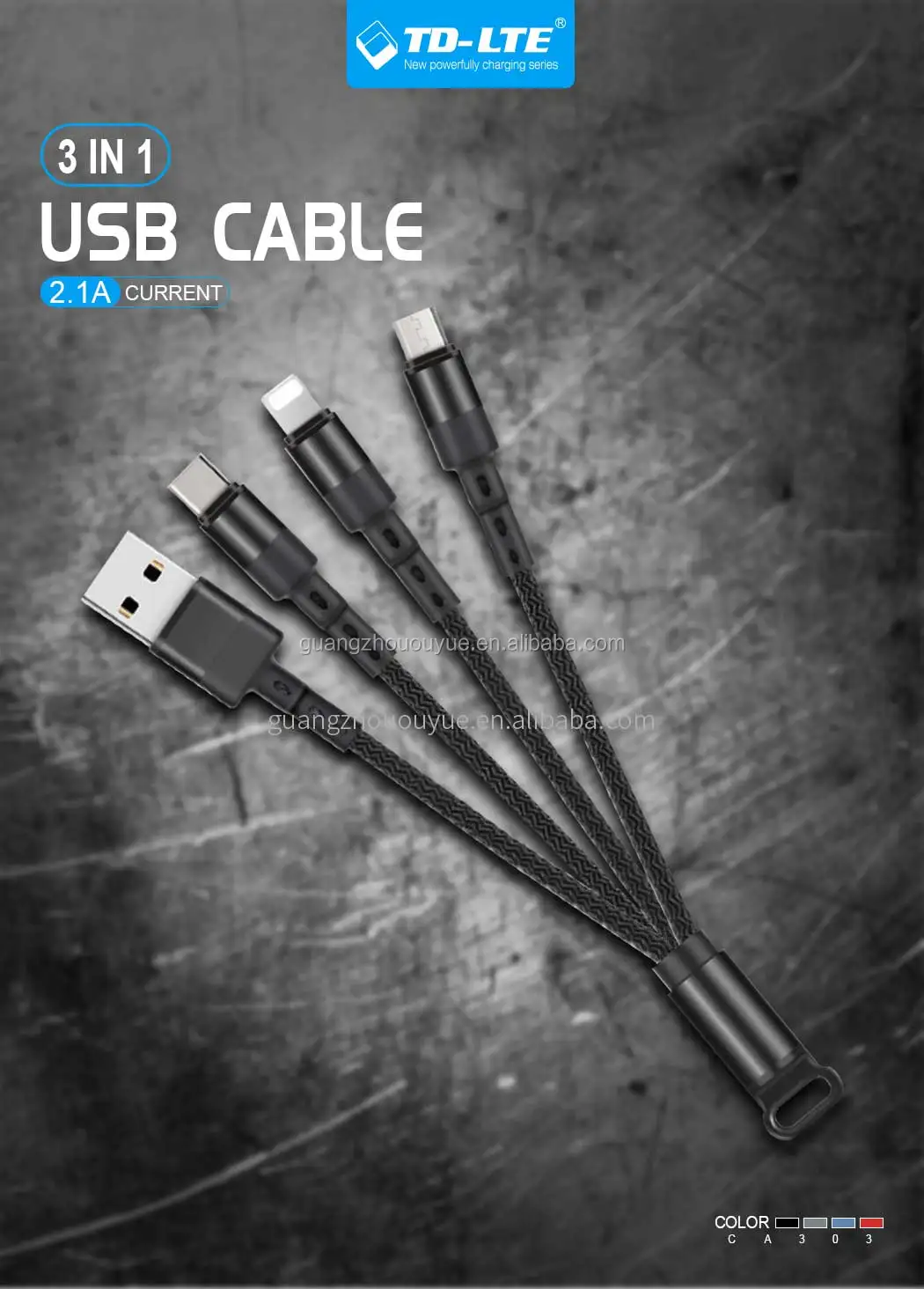 3 In 1 Micro USB Type C Multi Charger Cable for Xiaomi Samsung Mobile Phone 8-PIN USB Cord USB-C Charging Cable - ANKUX.COM