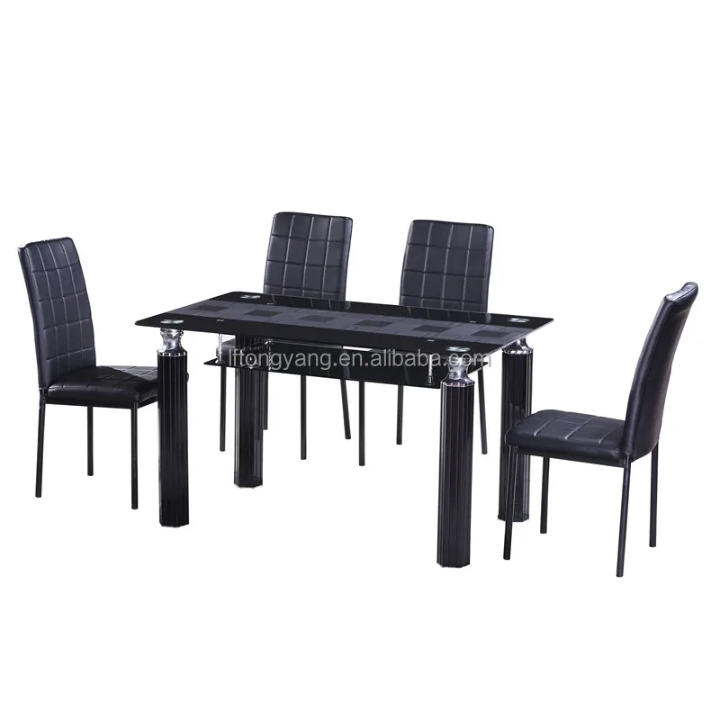Dining Set Glass Table Chairs Kitchen Dining Room Furniture Black Buy Black Glass Dining Table Glass Dining Set Dining Room Furniture Product On Alibaba Com