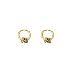 Delicate Design Post Three Zircon Circle Hoop Earrings 18k Gold Plated Rhinestone Hoop Earring