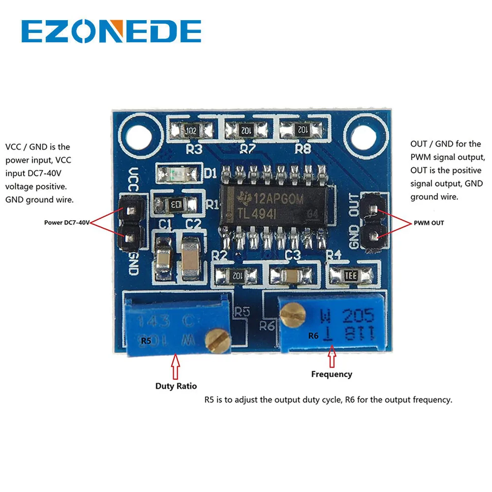 TL494 PWM Controller Module - Adjustable 5V Output, 500Hz-100kHz ...