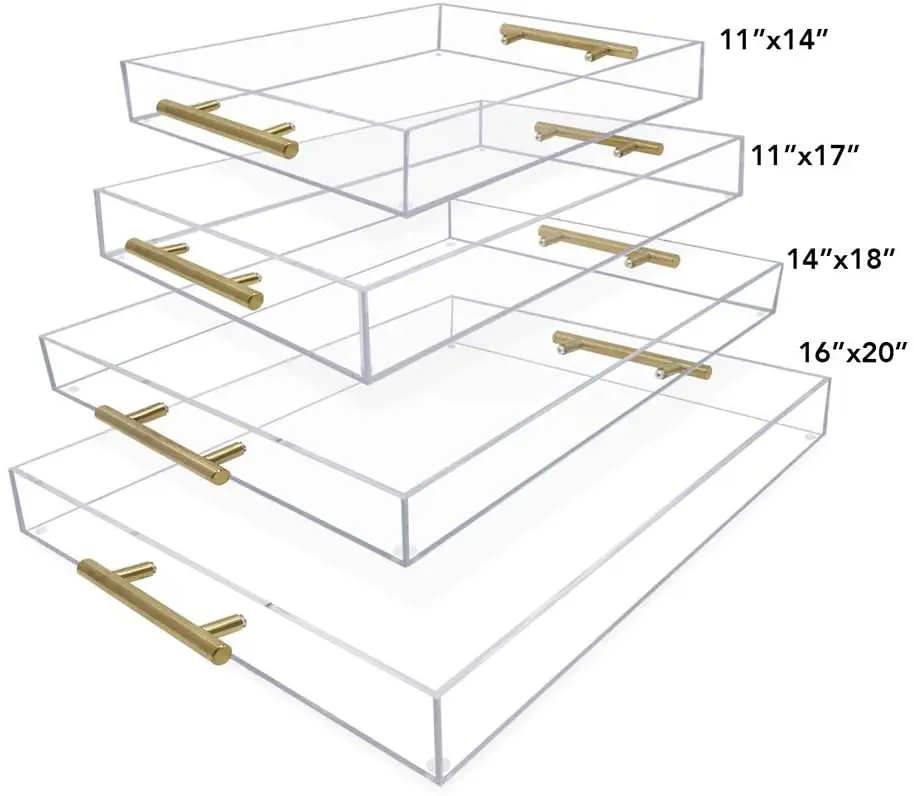 Vonvik Clear Acrylic Serving Tray With Gold Metal Handles Buy Serving