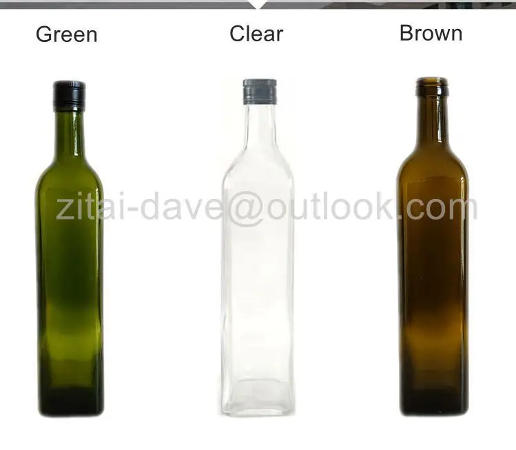 Wholesale transparent square with empty olive oil glass bottle