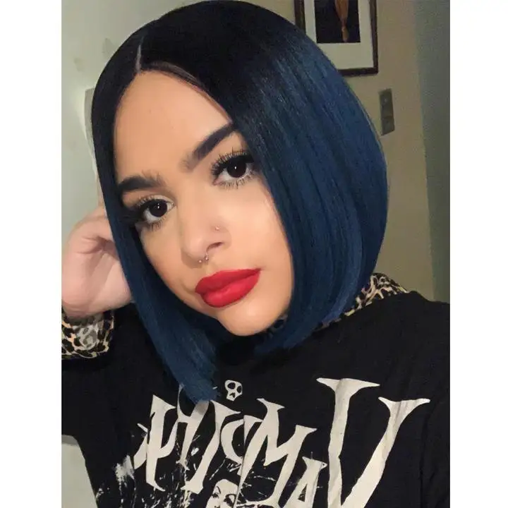 

NOBLE New Style Wholesale Cheap Woman Wig Heat Resistant Fiber Short High Color Lace Front Bob Synthetic Hair wig, Custom color