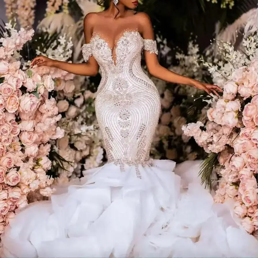 diamond sparkly mermaid wedding dress Azazie Yoki Please compare with the details before buying 2025 Luxury Diamonds Glitter Sheer