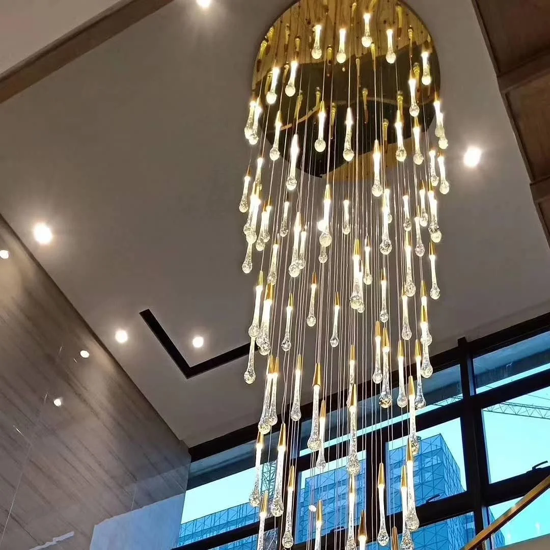 stairwell long decoration lamparas blown chandelier clear glass modern pendant lights for high ceiling