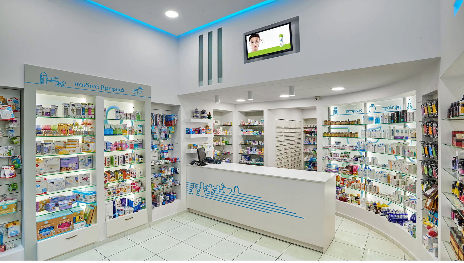 Customized Simple Stylish Medicine Storage Cabinet High End Pharmacy Displa...