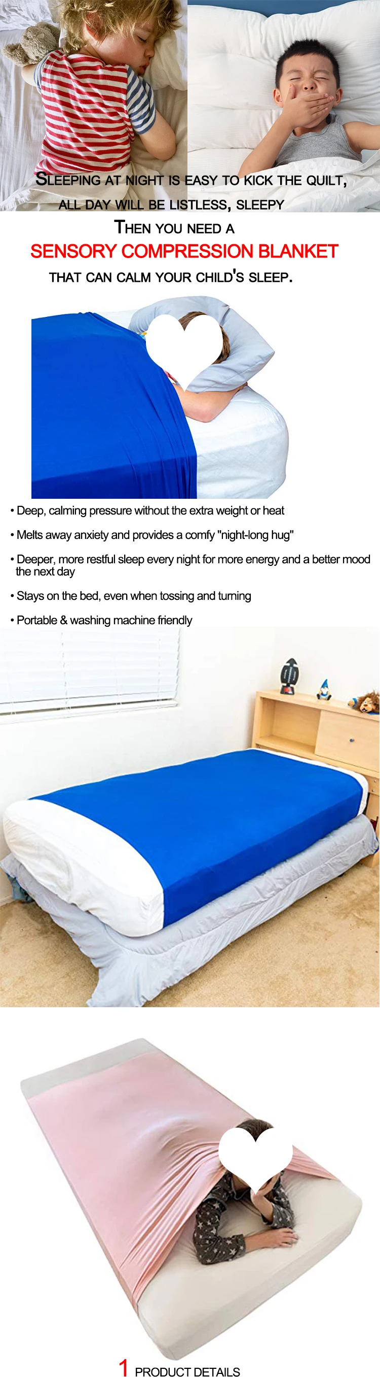 Full/Double Bed 136 x 147 cm Bed Kids Children Custom Soothing Sensory Blanket Compression Sensory Bed Sheet for Kids